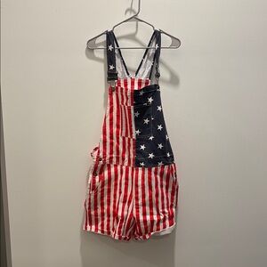 Patriotic Stars and Stripes Adult Overalls